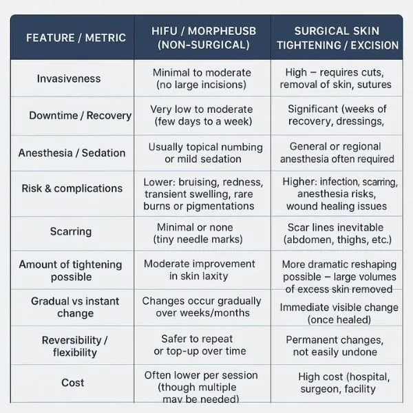 Lost the Weight but Not the Loose Skin? 3 A table showing the benefits of Lipo Sculpt Wibsey treatments to combat loose skin.